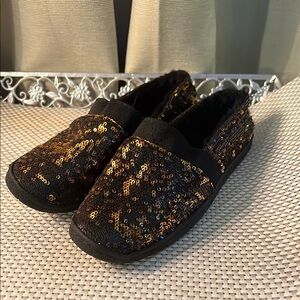 Dearfoam Slip-On Slipper Shoes - Sequin  Black and Gold